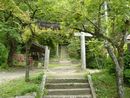 神部神社参道に設けられた石造鳥居と緑豊かな木々